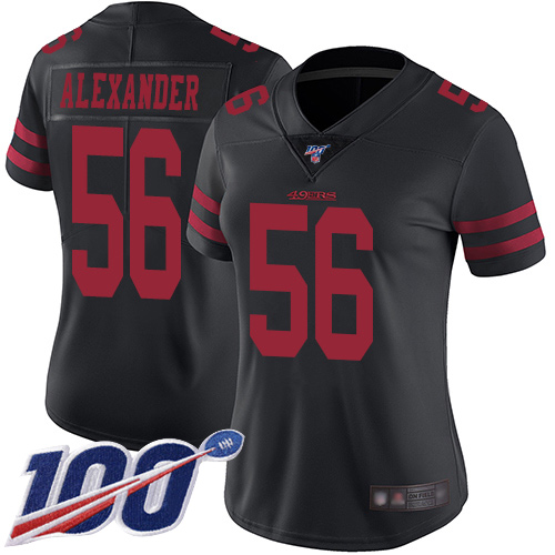 San Francisco 49ers Limited Black Women Kwon Alexander Alternate NFL Jersey #56 100th
